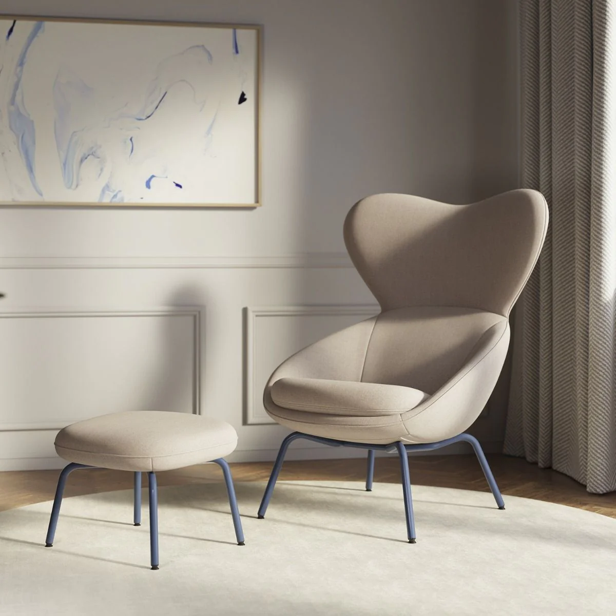 Sessel Scadio von Nowy Styl als elegante Skulptur im Raum