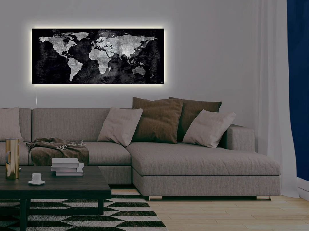 Glas-Magnettafel Artverum LED light - World-Map von Sigel - Produktbild 3 von 11