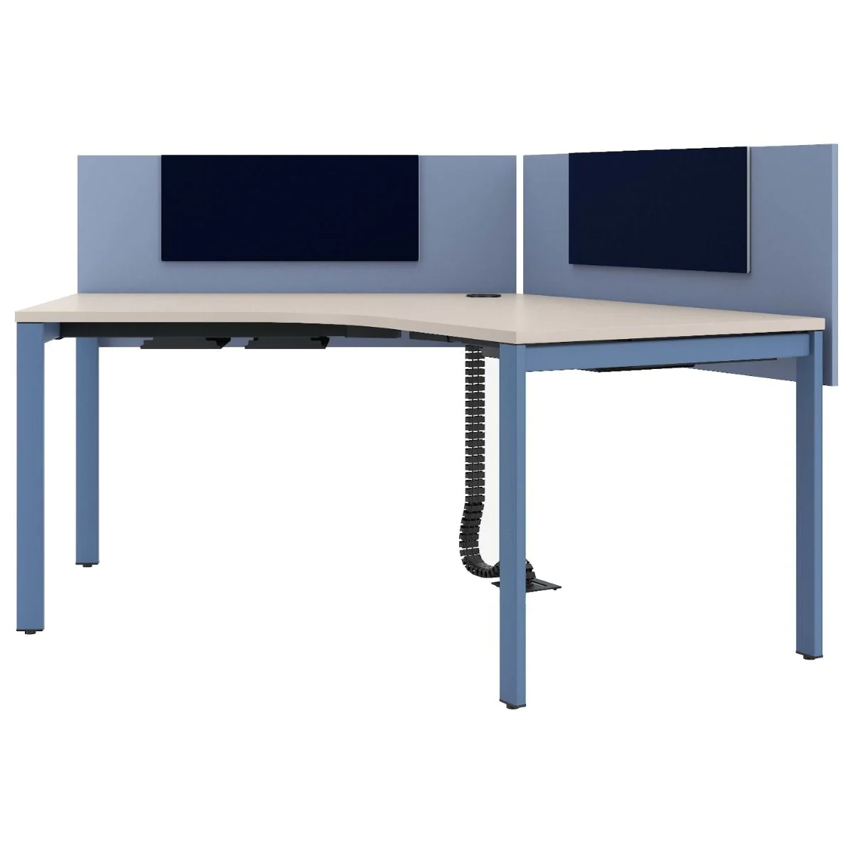 Eckschreibtisch SQart I-LEG mit Sichtschutz - NST-SQART-DESK-I-LEG-A-PNU