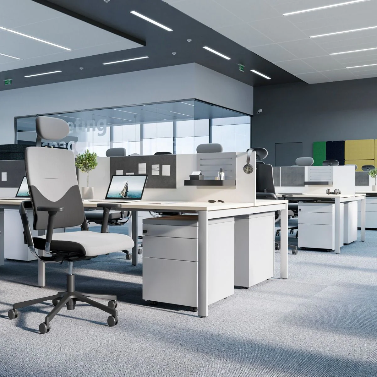 Schreibtisch SQart I-LEG mit Sichtschutz von Nowy Styl - Produktbild 3 von 6