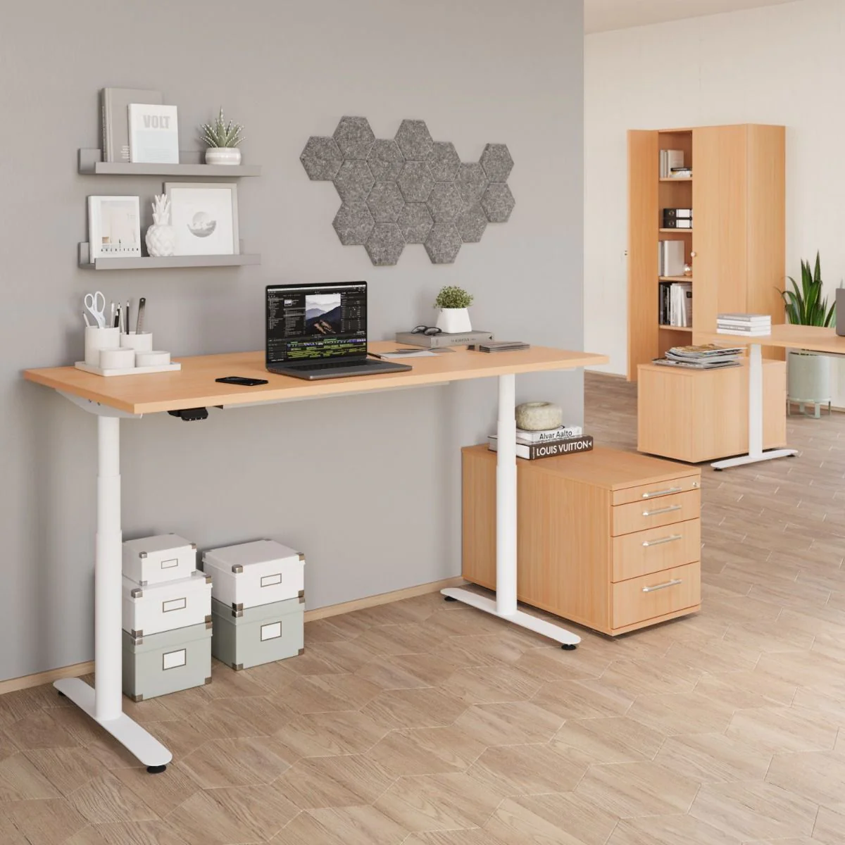 XDLR Schreibtisch, 120-180 cm, elektrisch höhenverstellbar, 2 Motoren von Hammerbacher - Produktbild 3 von 6