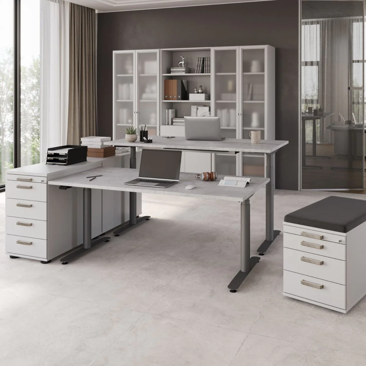 XDLR Schreibtisch, 120-180 cm, elektrisch höhenverstellbar, 2 Motoren von Hammerbacher - Produktbild 2 von 6