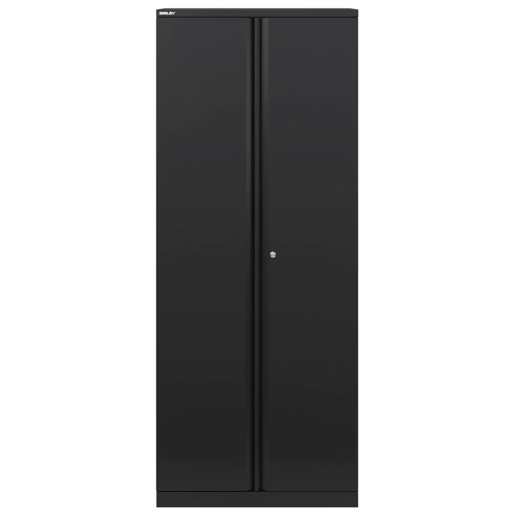 Bisley Flügeltürenschrank Essentials B80 H197 in Schwarz als hohe Büro-Aufbewahrung