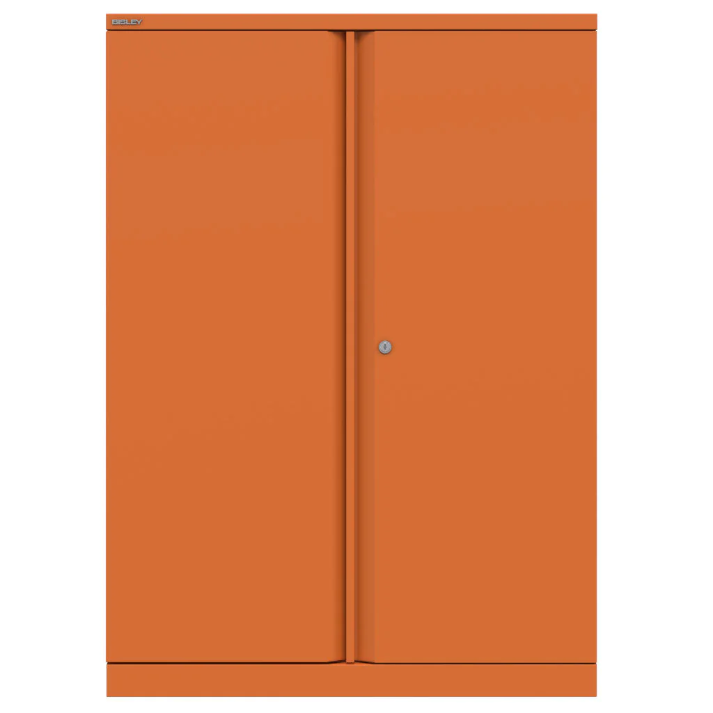 Bisley Flügeltürenschrank Essentials B90 H127 in Orange mit zwei Einlegeböden