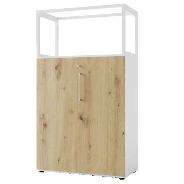 Der Kombischrank FlexWall mit Rahmenaufsatz als Teil einer individuell gestalteten Schrankwand