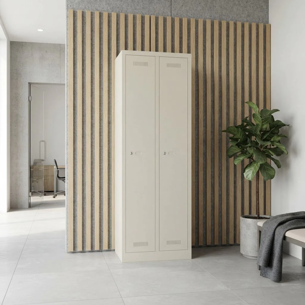 Bisley Garderobenschrank Monobloc 2 Fächer mit Belüftungsschlitzen und Etikettenhaltern