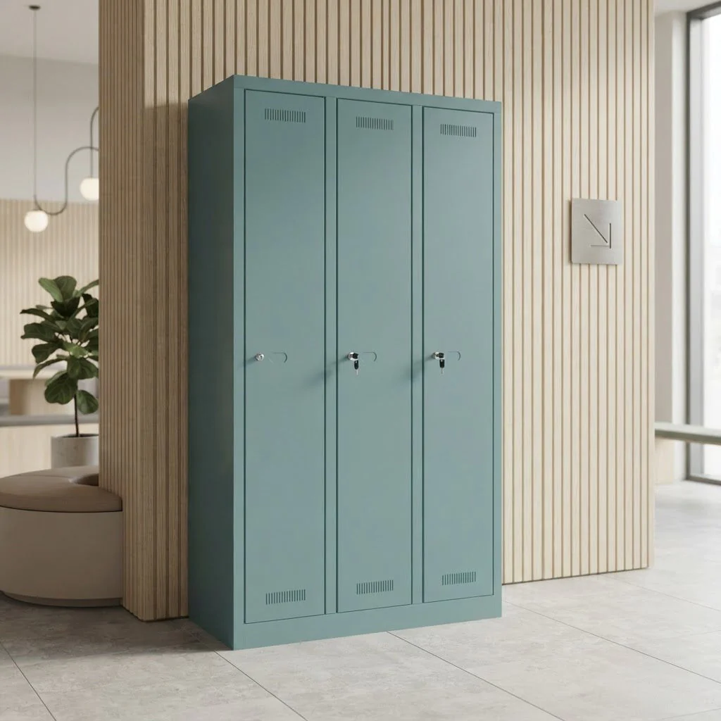 Bisley Garderobenschrank Monobloc mit drei Fächern aus Stahl