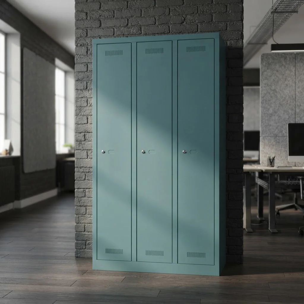 Bisley Garderobenschrank Monobloc 3 Fächer mit Belüftungsschlitzen und Etikettenhaltern