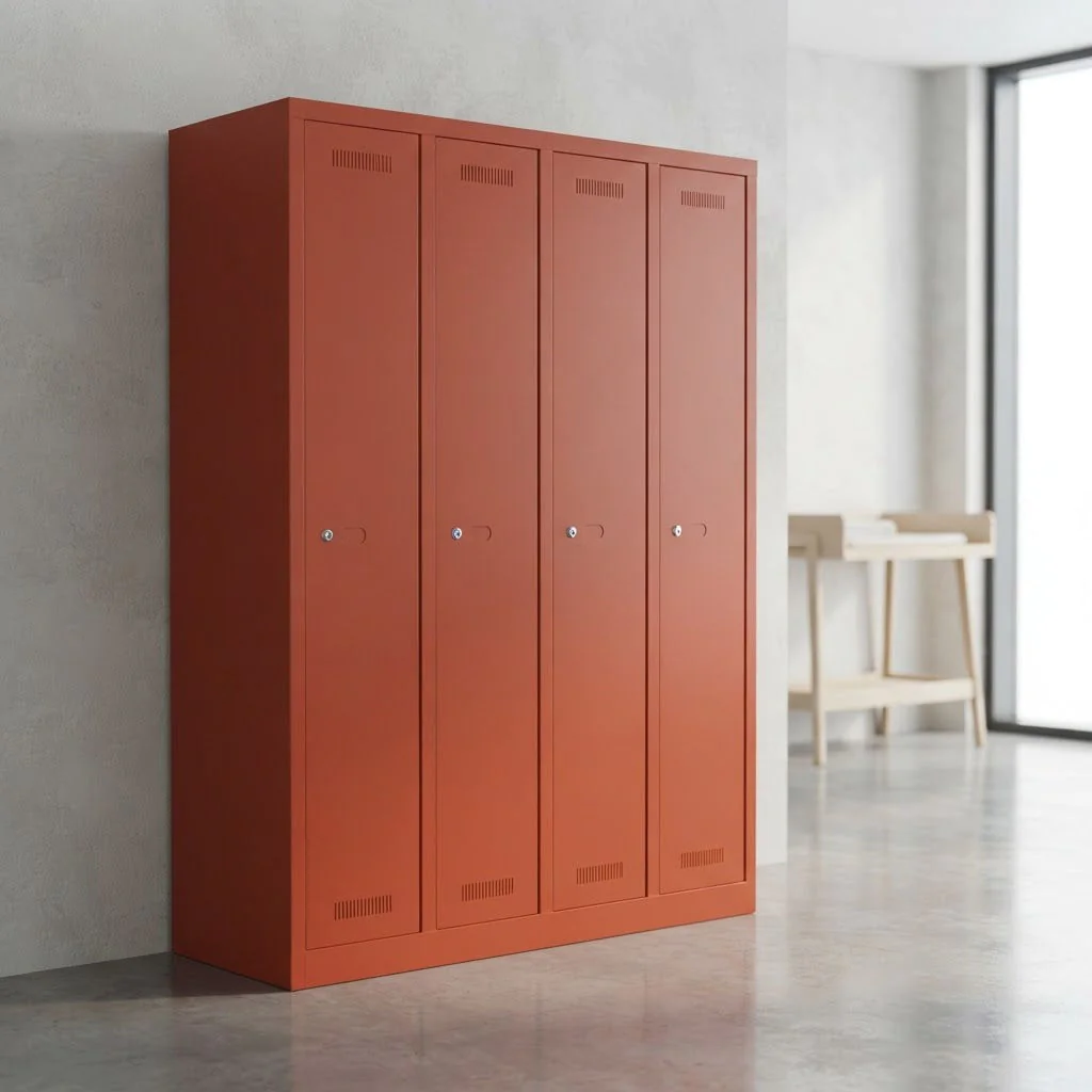 Bisley Garderobenschrank Monobloc 4 Fächer mit Belüftungsschlitzen und Etikettenhaltern