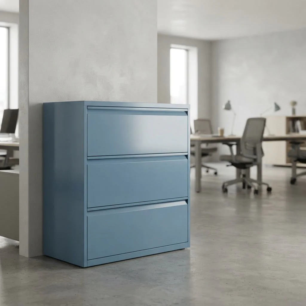 Bisley Hängeregistraturschrank Essentials 100 cm breit aus Stahl mit Knaufgriffen