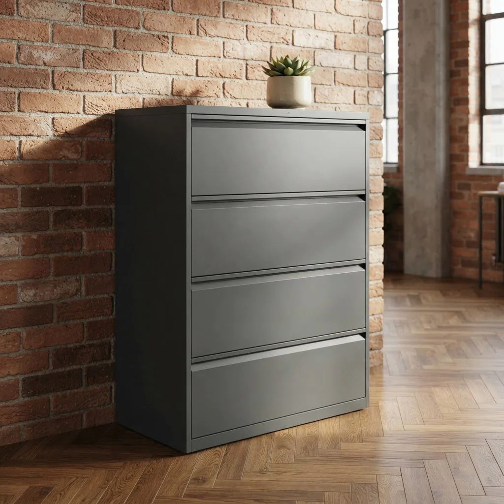 Bisley Hängeregistraturschrank Essentials 100 cm breit aus Stahl mit Knaufgriffen