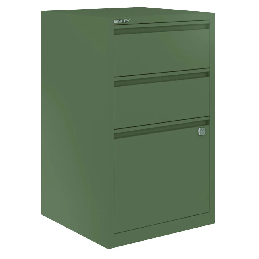 Bisley Beistellcontainer HF3 als kompakte Ablage unter dem Schreibtisch