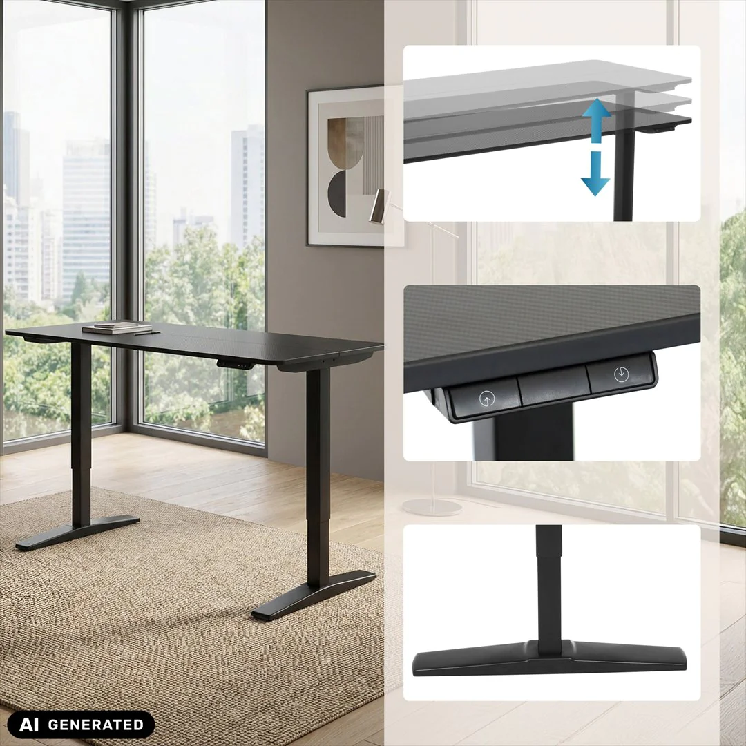 HJH Schreibtisch STAND CARBON 120x60 höhenverstellbar