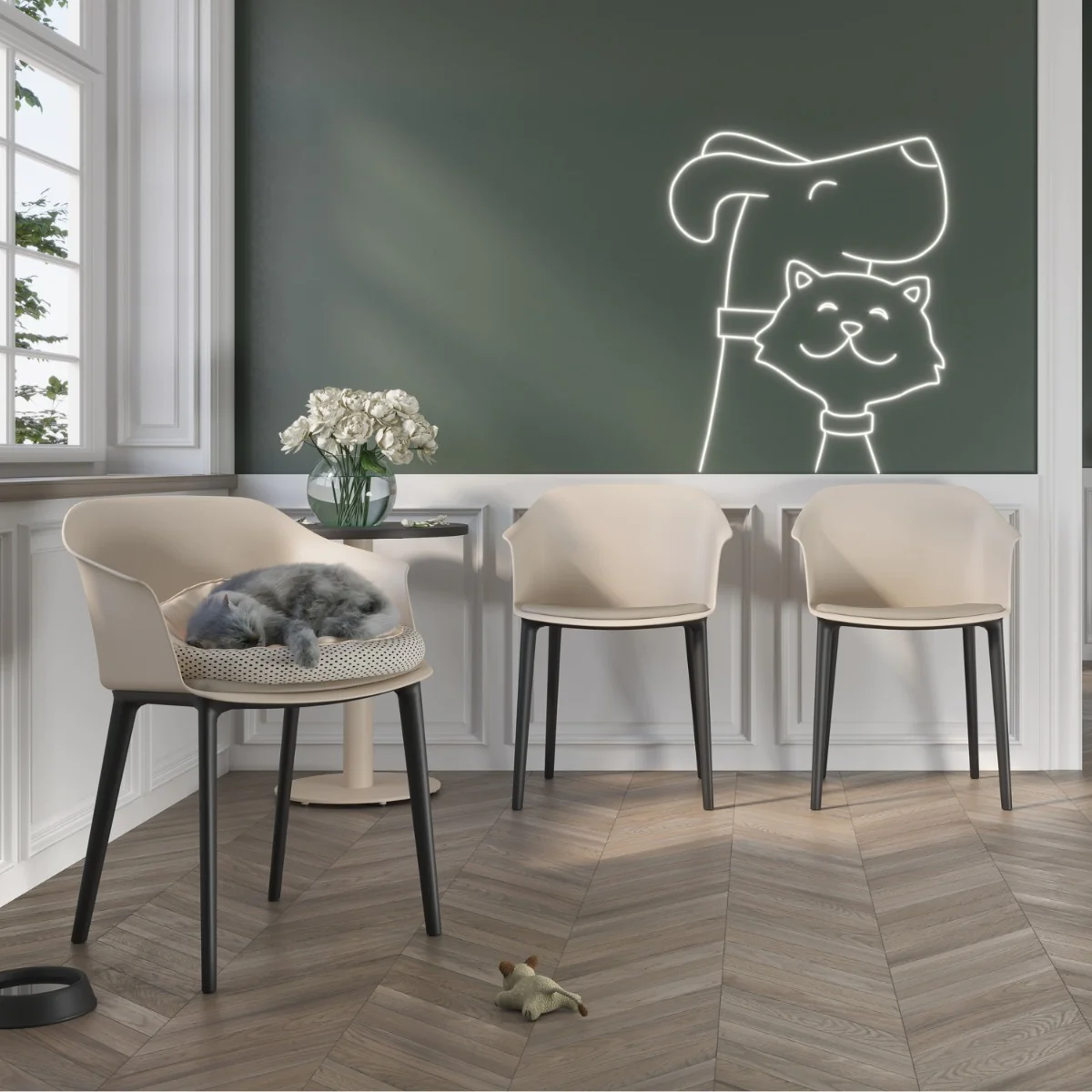 Inta Besucherstuhl als vielseitiger Allrounder auf einer modernen Büroterrasse