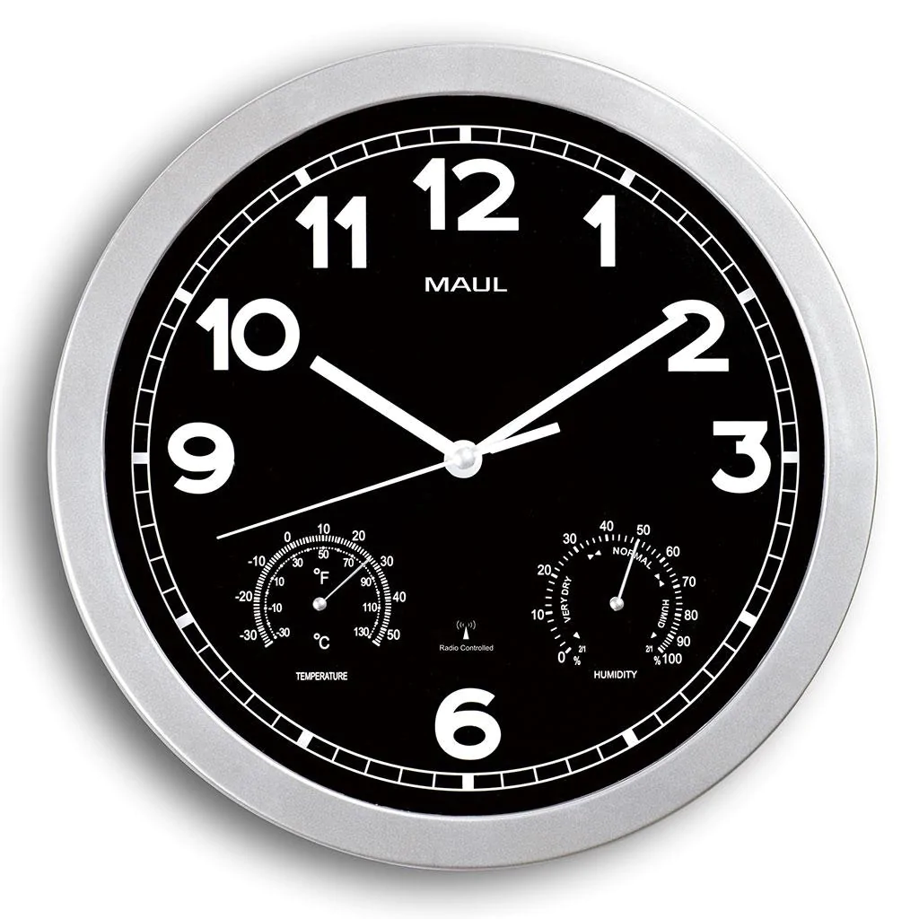 Die Wanduhr Drive sorgt für eine klare Anzeige von Zeit und Raumklima im Konferenzraum