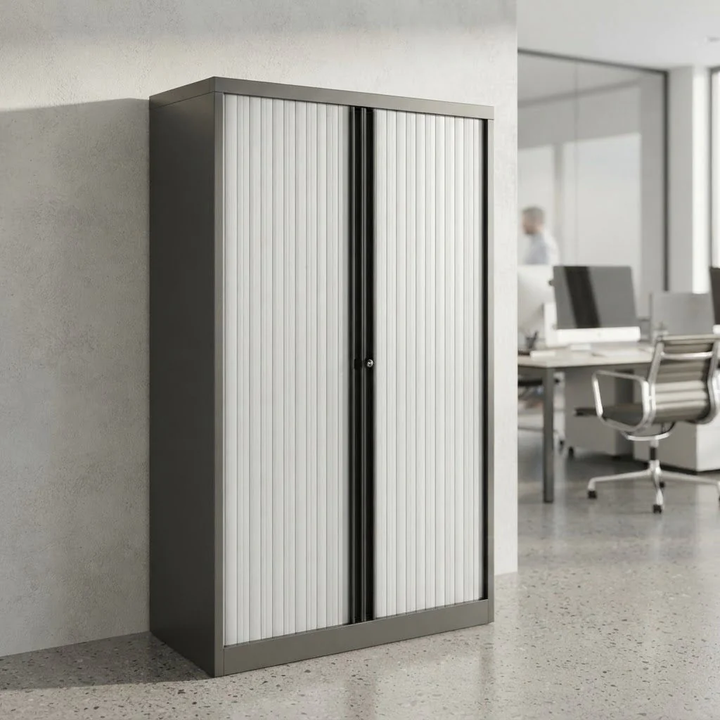 Bisley Rollladenschrank Essentials 100 cm breit aus Stahl mit Rollladentür