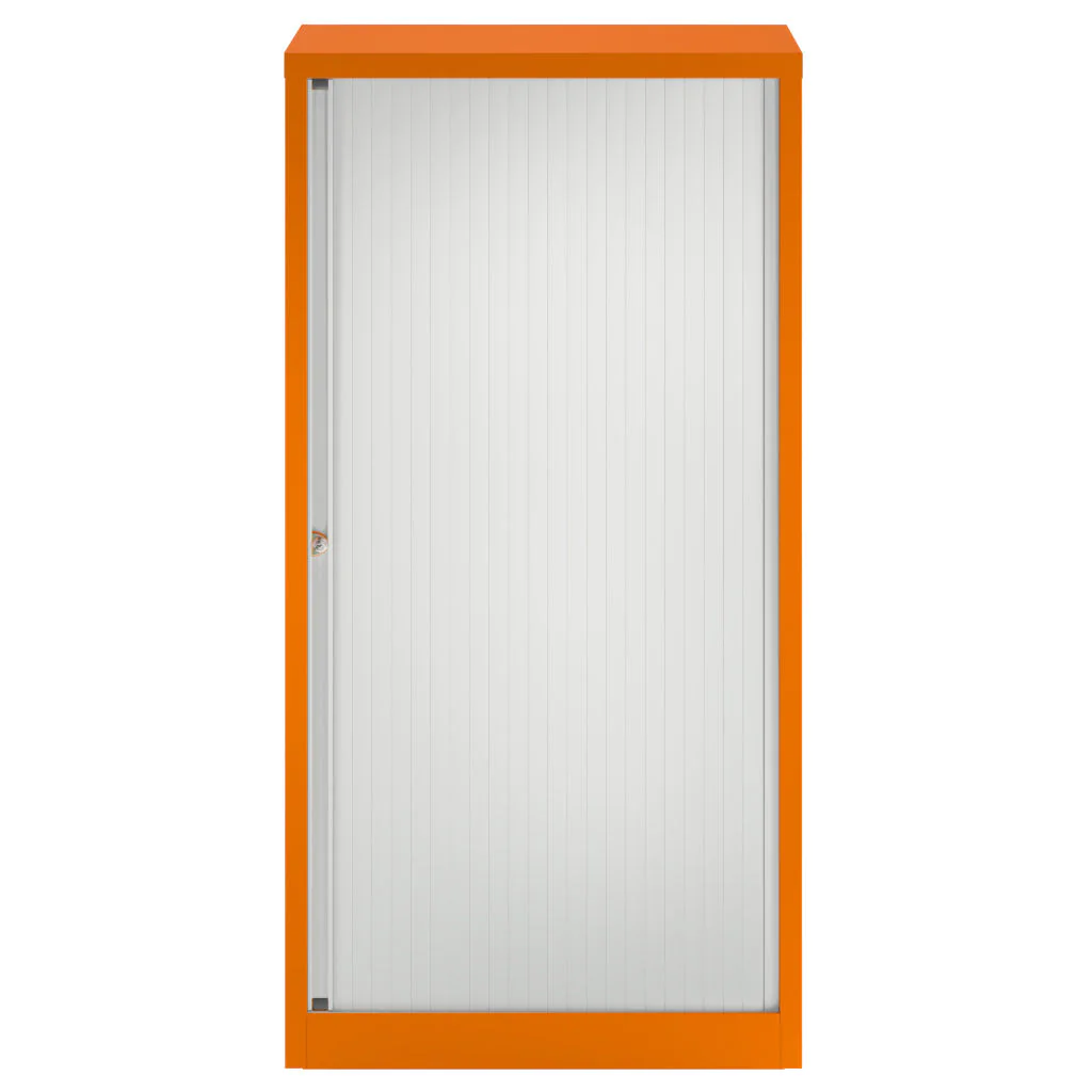 Bisley Rollladenschrank Essentials 80 cm breit in Orange-Weiß mit Rollladentür