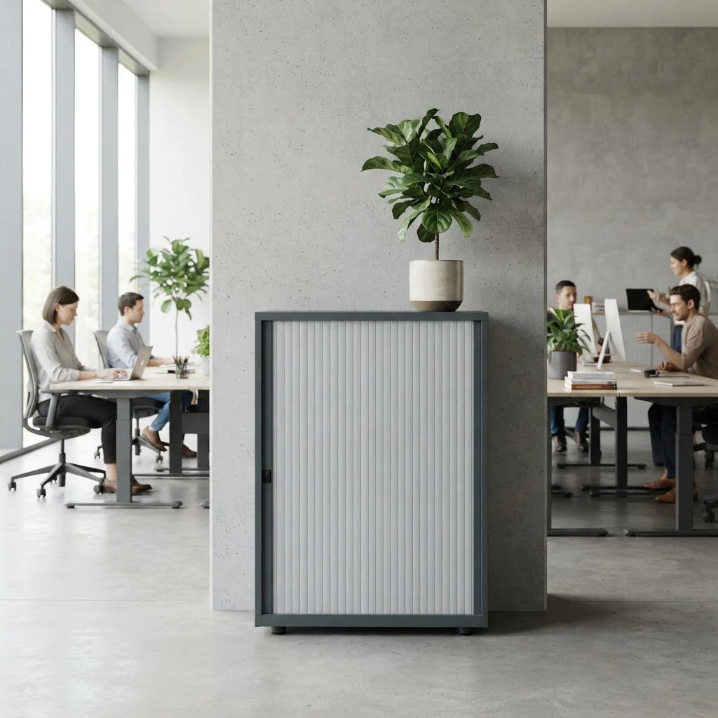 Bisley Rollladenschrank LateralFile 80 cm breit aus Stahl mit Rollladentür