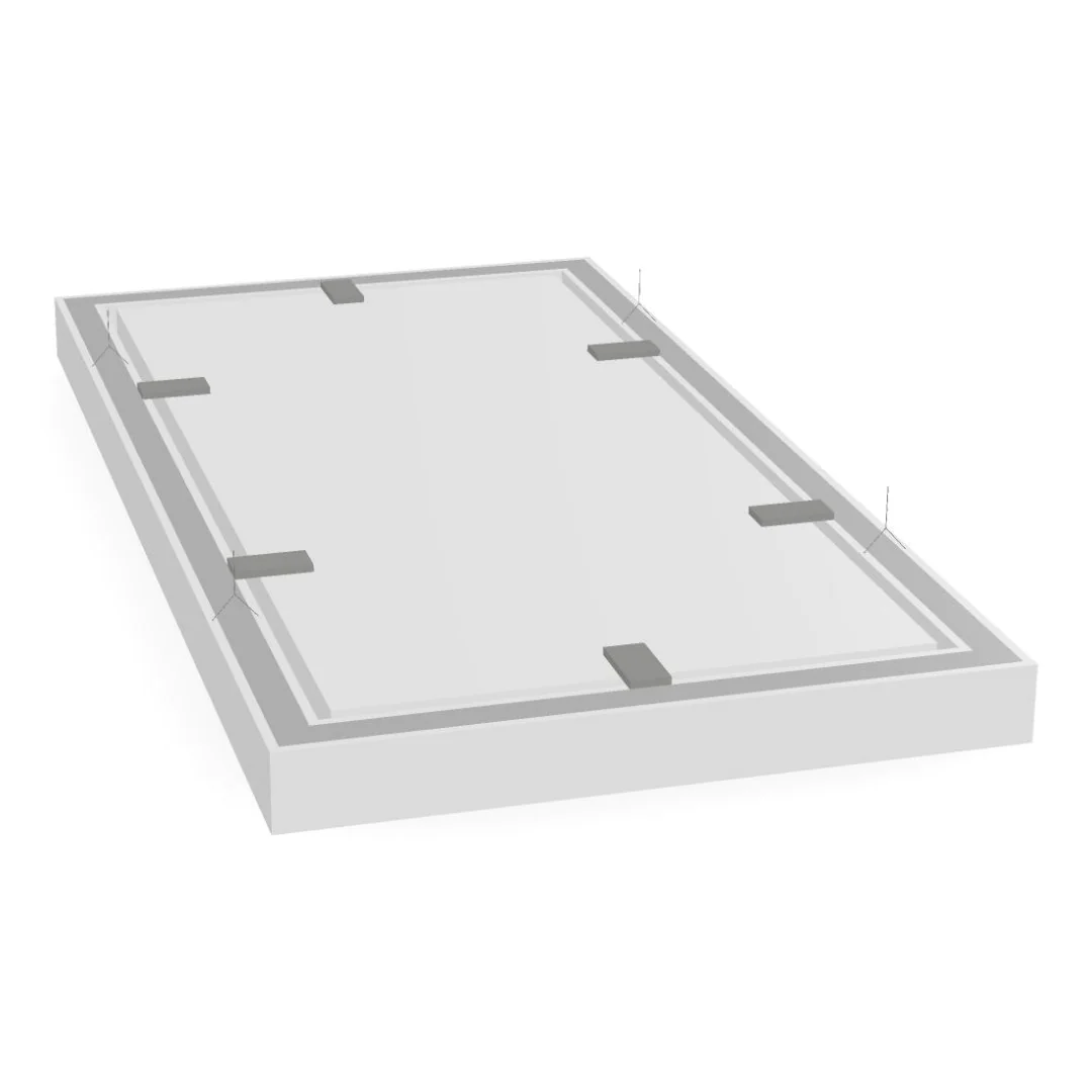 Frameless Edge Deckenabsorber mit Pendelleuchte, Freisteller