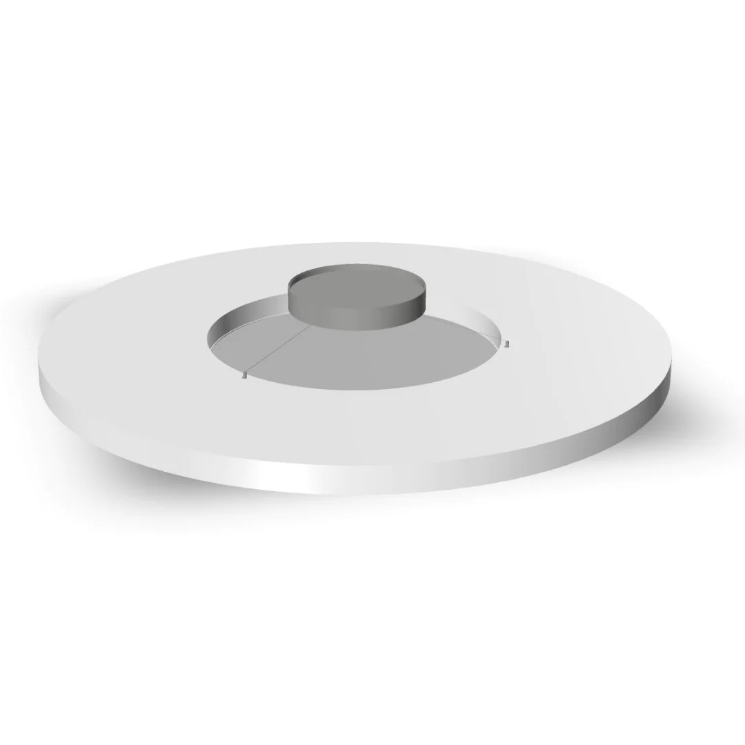Frameless Frisbee Deckenabsorber mit Pendelleuchte, Freisteller