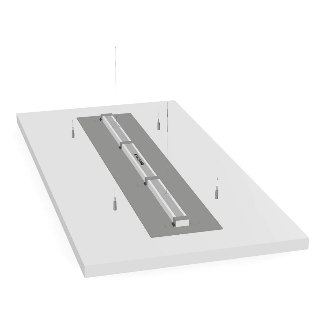 Frameless Stripe Deckenabsorber mit Profilleuchte, Freisteller