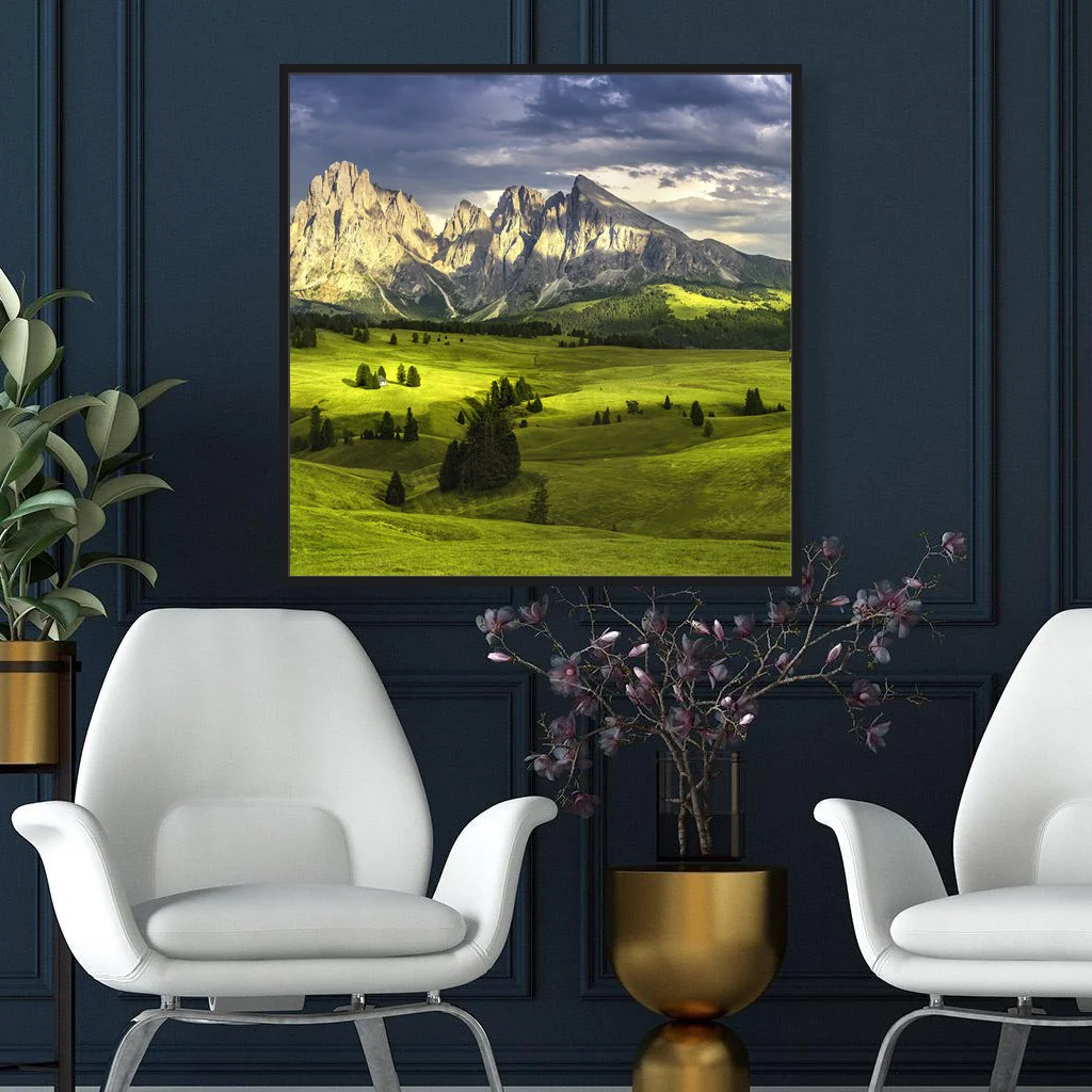 Frameless Picture Akustikbild – Dolomiten, Anwendungsbeispiel