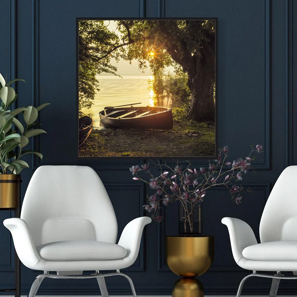 Frameless Picture Akustikbild – Fischerboote, Anwendungsbeispiel