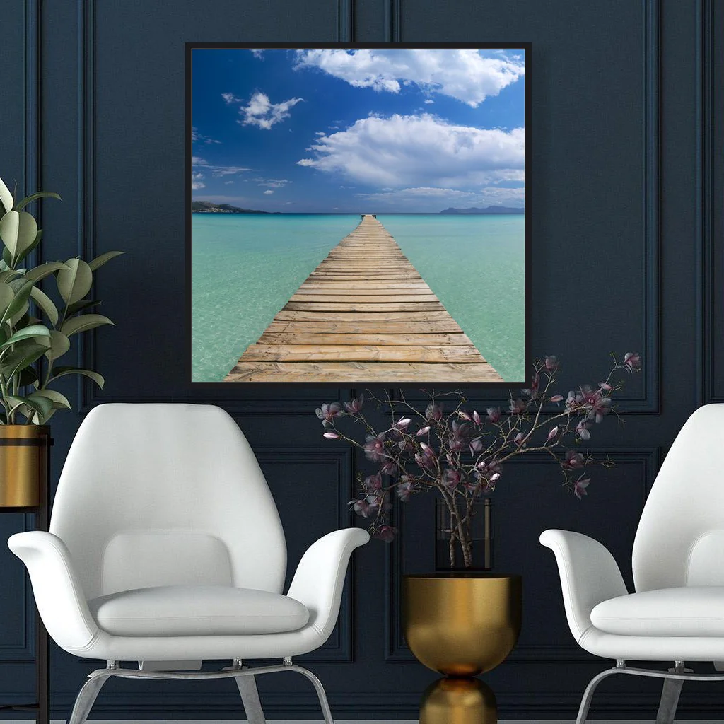Frameless Picture Akustikbild – Mallorca Steg, Anwendungsbeispiel