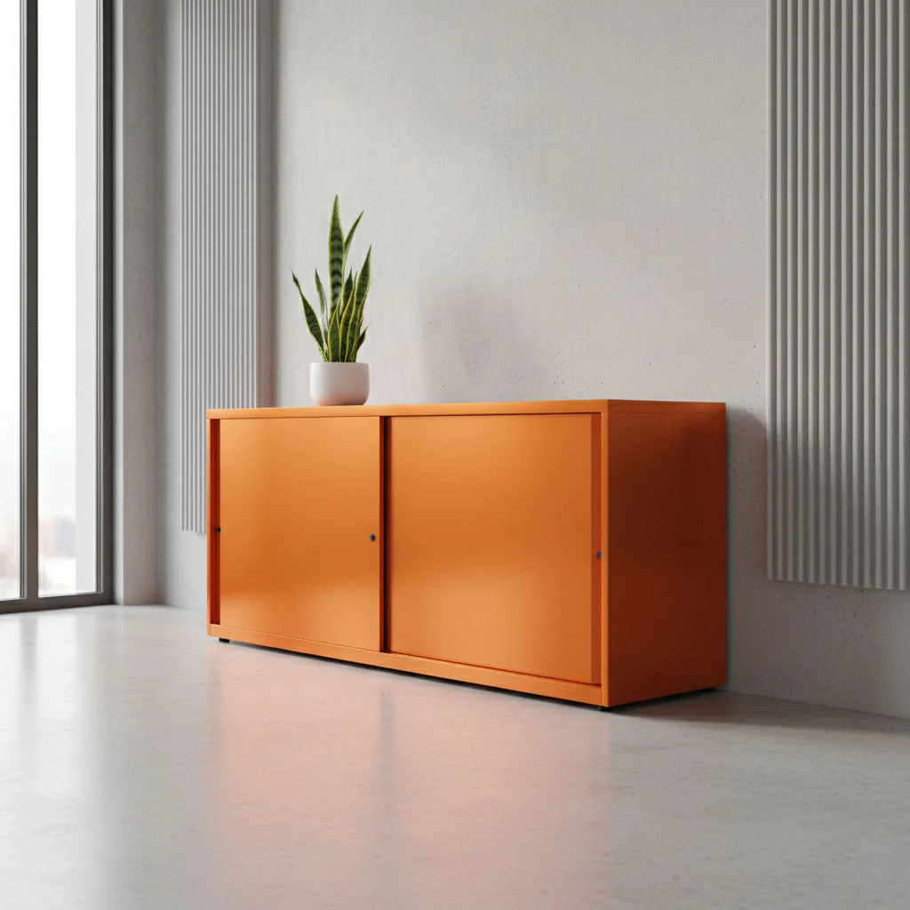 Bisley Schiebetürenschrank Glide 160 cm breit aus Stahl mit Schiebetüren