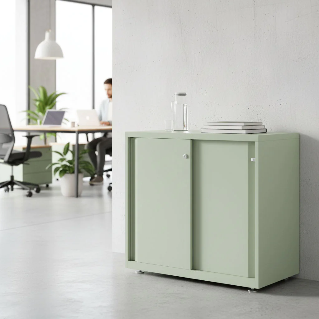Bisley Schiebetürenschrank Glide 80 cm breit aus Stahl mit Schiebetüren
