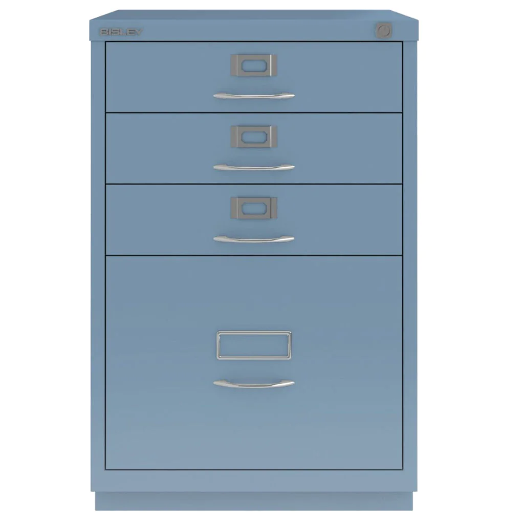 Bisley Schubladenschrank F Kombi in Blau als kompakte Büro-Aufbewahrung