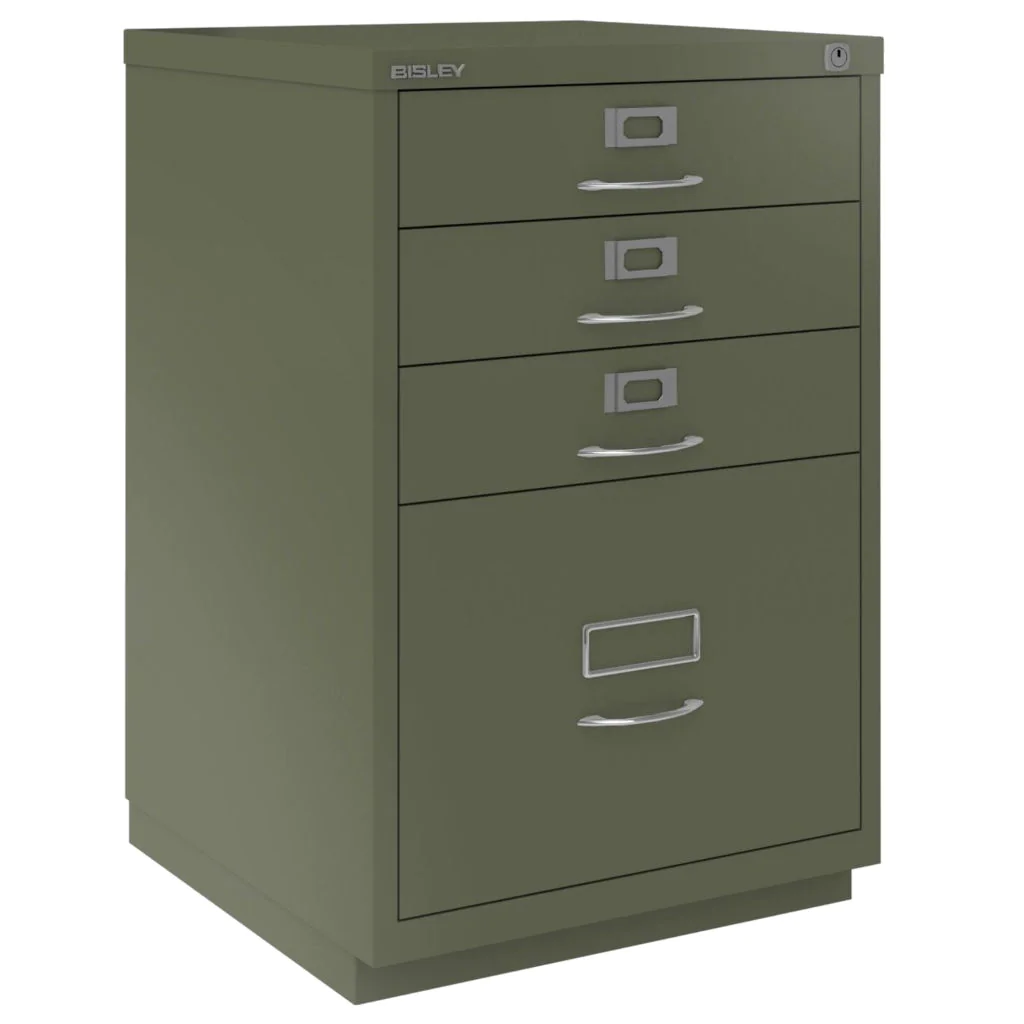 Bisley Schubladenschrank F Kombi in Olivgrün aus Stahl