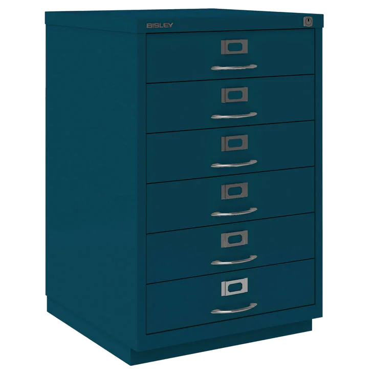 Bisley Schubladenschrank F mit 6 Universalschubladen in Blau