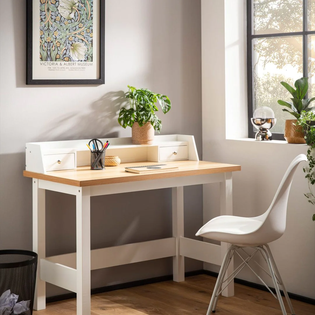 Schreibtisch 106 x 53 cm mit Schublade - Weiß