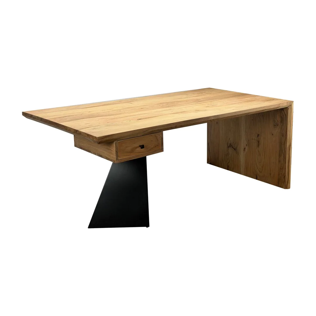 Schreibtisch Akazie Massivholz 180 x 90 cm mit Schublade
