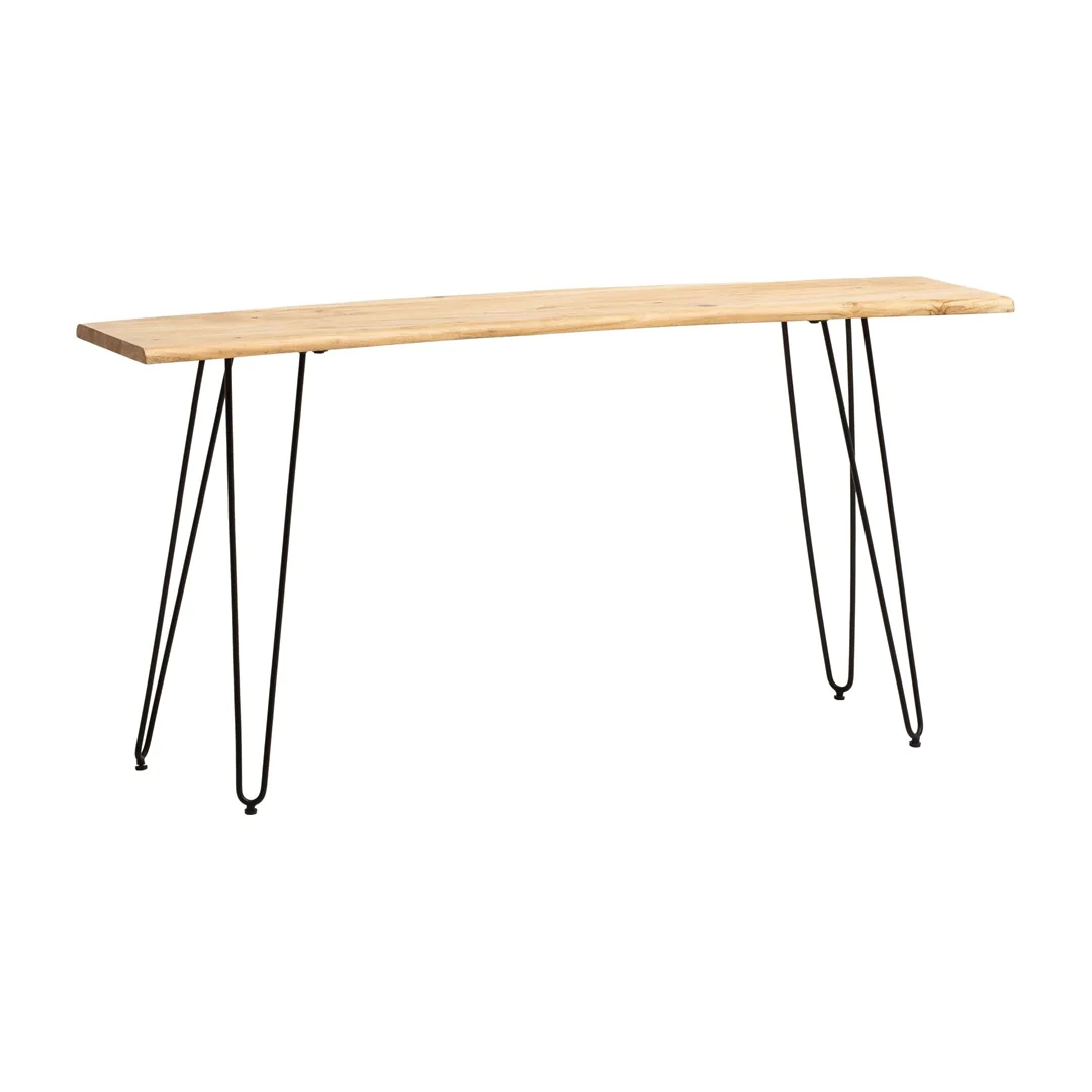 Schreibtisch Akazie Massivholz Haarnadelbeine 150 x 36 cm - Schwarz