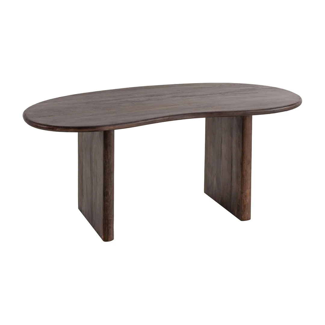 Schreibtisch Fifties Akazie Massivholz Nierenform 180 x 90 cm