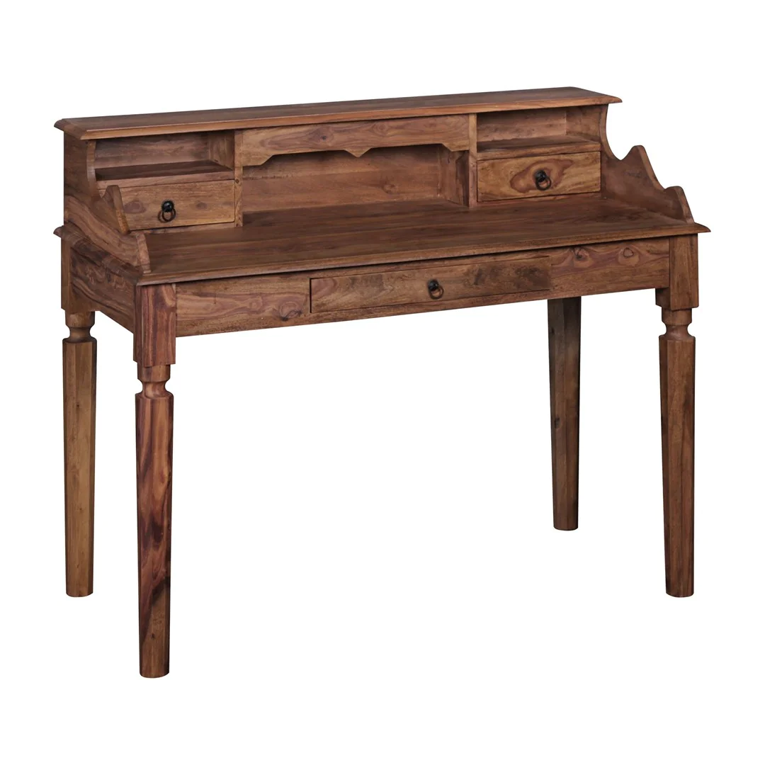 Schreibtisch Massivholz Sheesham Sekretär 115 x 60 cm - 3 Schubladen