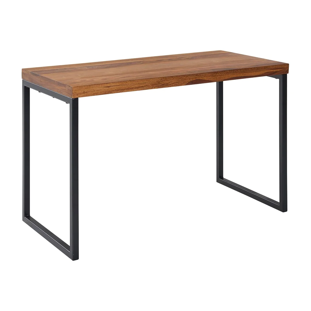Schreibtisch Sheesham Massivholz / Metall 117 x 59 cm - Dunkel