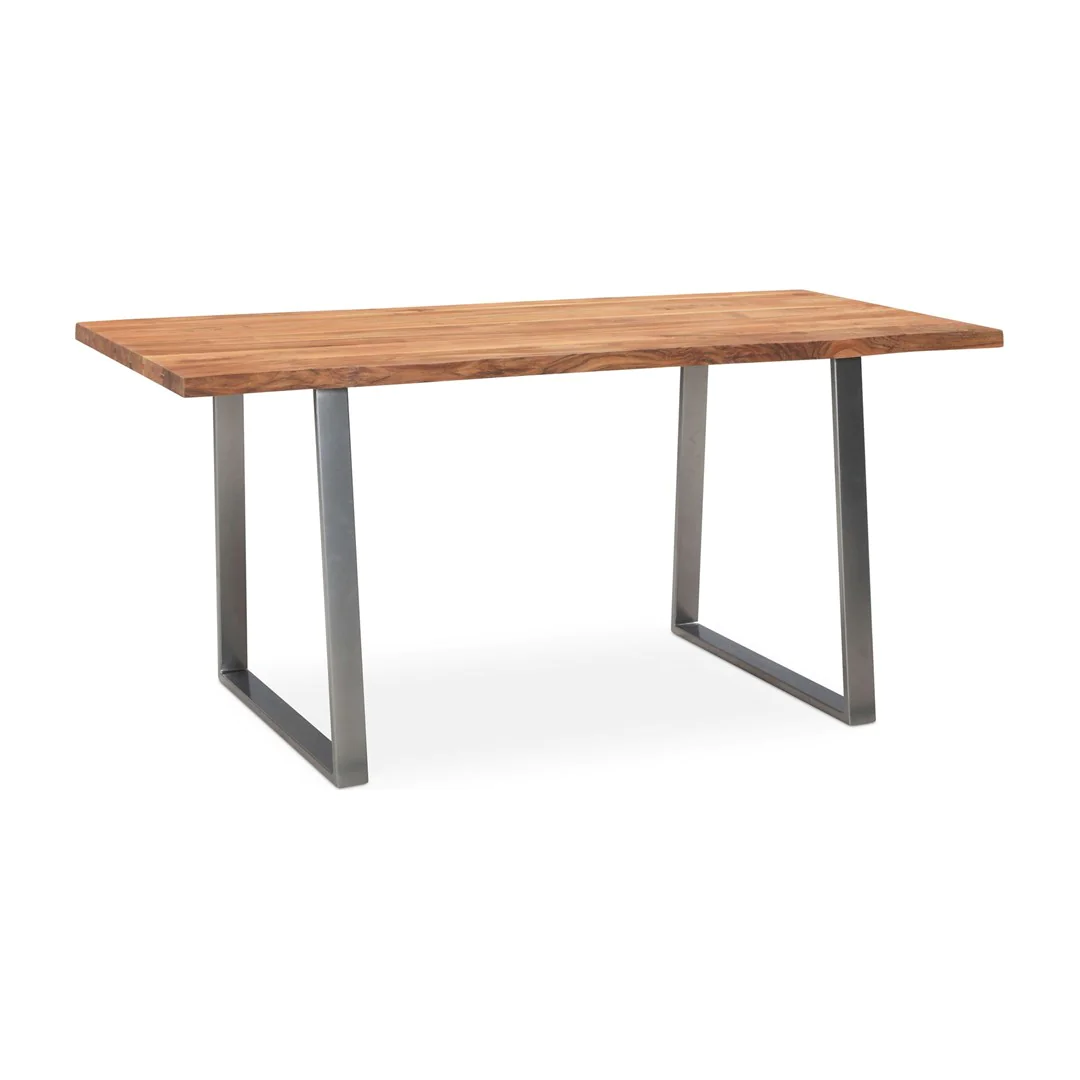 Schreibtisch Taiga Akazie Baumkante mit Trapezbeinen - Chrom