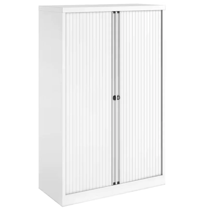 Bisley Rollladenschrank Essentials 100 cm breit in Weiß als Aufbewahrung im Büro